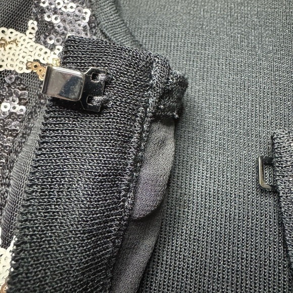 NWT Ming Wang sequin front design black knit sweater Heritage fit medium P - Picture 11 of 14